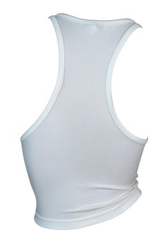 2000's Celine by Michael Kors Semi-Sheer White Slinky Rayon Crop Top