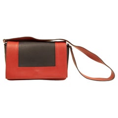 Borsa a spalla Celine Frame anni 2000 in pelle rossa e antracite