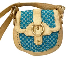 2000s Celine Macadam Bright Blue Canvas Cross Body Bag