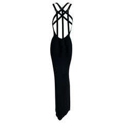 2000's Celine Michael Kors Bondage Buckles & Straps Black Mermaid Long Dress