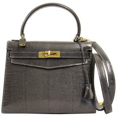 2000s Cellerini Dark Grey Tesius Lizard Skin Bag