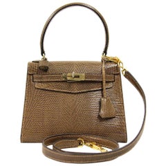 2000s Cellerini Fallow Brown Tesius Lizard Skin Bag
