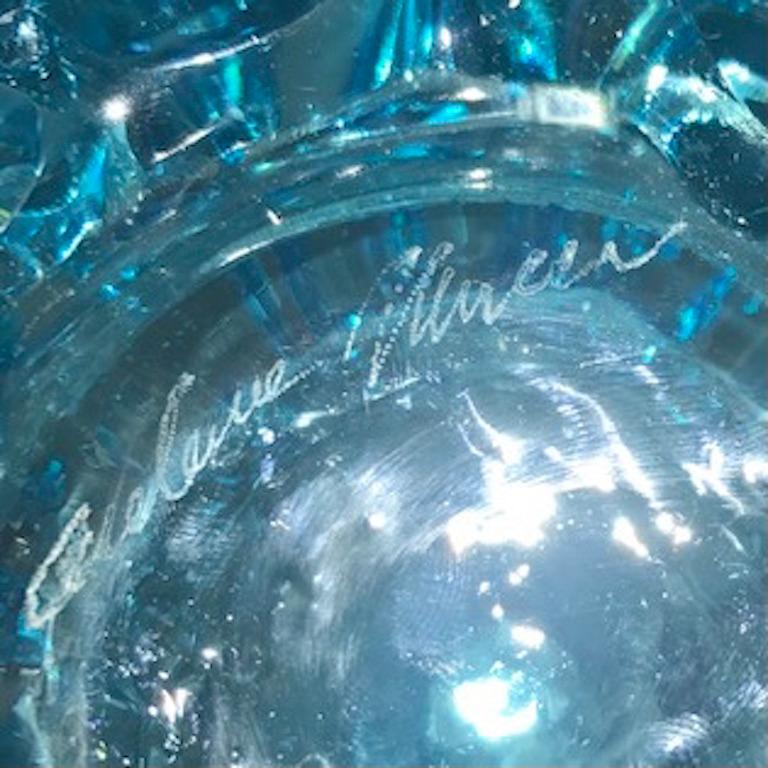 2000s Cenedese Pareja italiana de jarrones ovoides de cristal de Murano rostrato azul aguamarina Siglo XXI y contemporáneo en venta