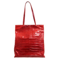 2000s Centro Laro Red Crocodile Leather Bag