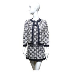 2000s Chanel Black and White Sequin Mini Dress with Cardigan