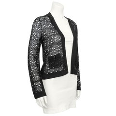 2000s Chanel Black Crochet Open Cardigan