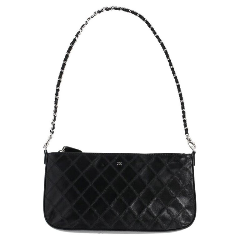 2000s Chanel black quilted leather small shoulder bag at 1stDibs