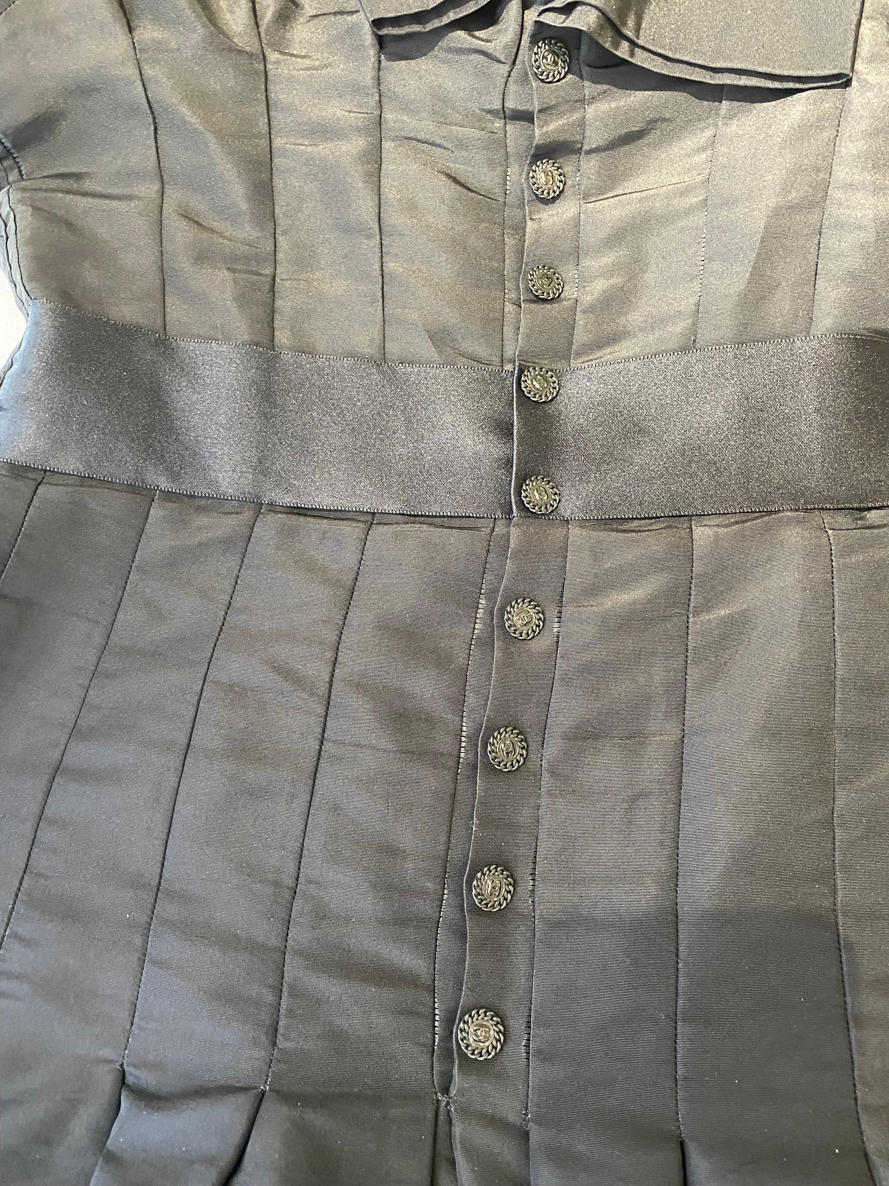 2000s CHANEL Black Silk Cocktail Dress For Sale 2