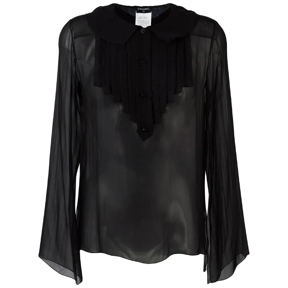 2000s Chanel Black Transparent Shirt