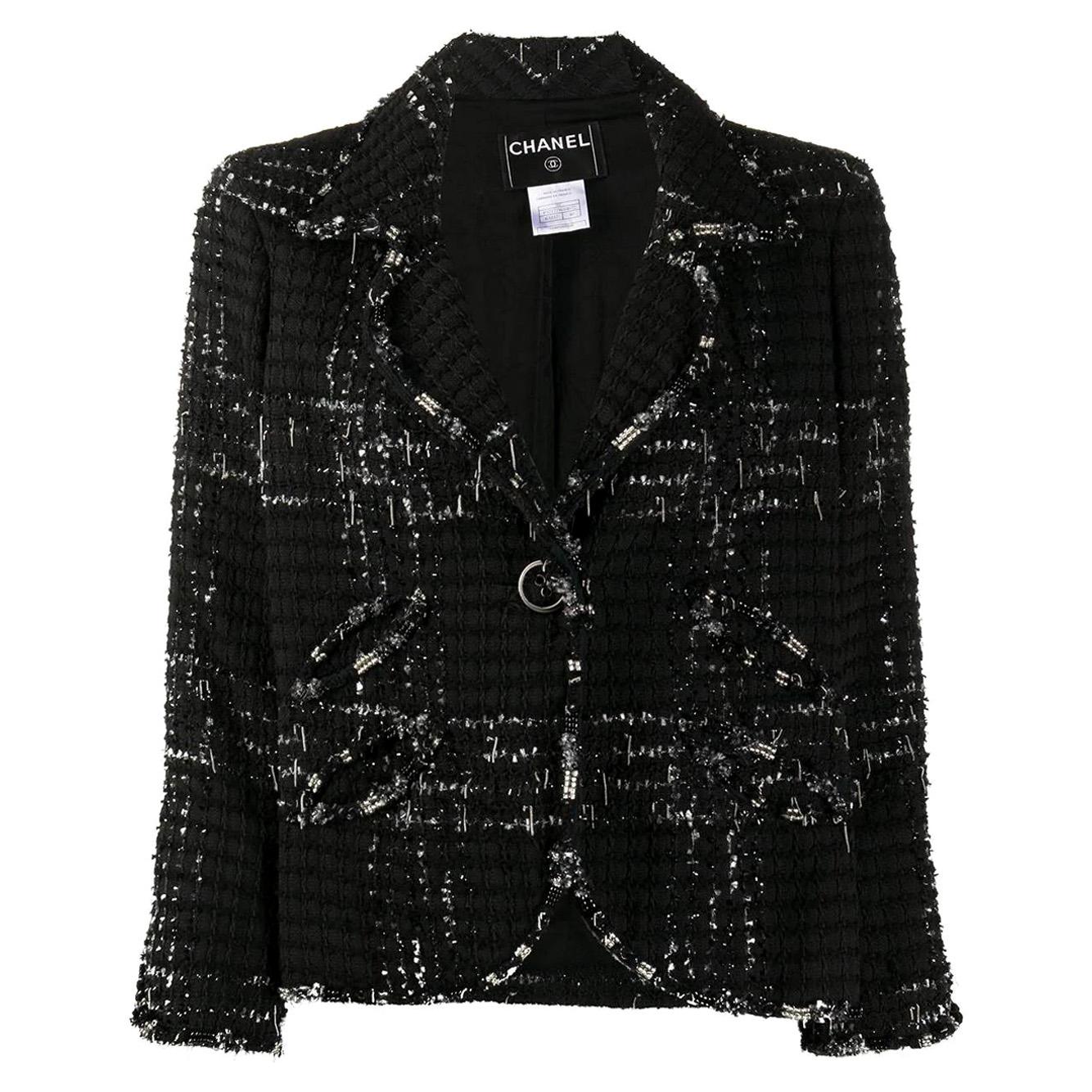2000s Chanel black Tweed Jacket