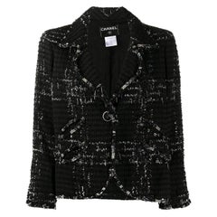 2000er Chanel schwarz Tweed Jacke
