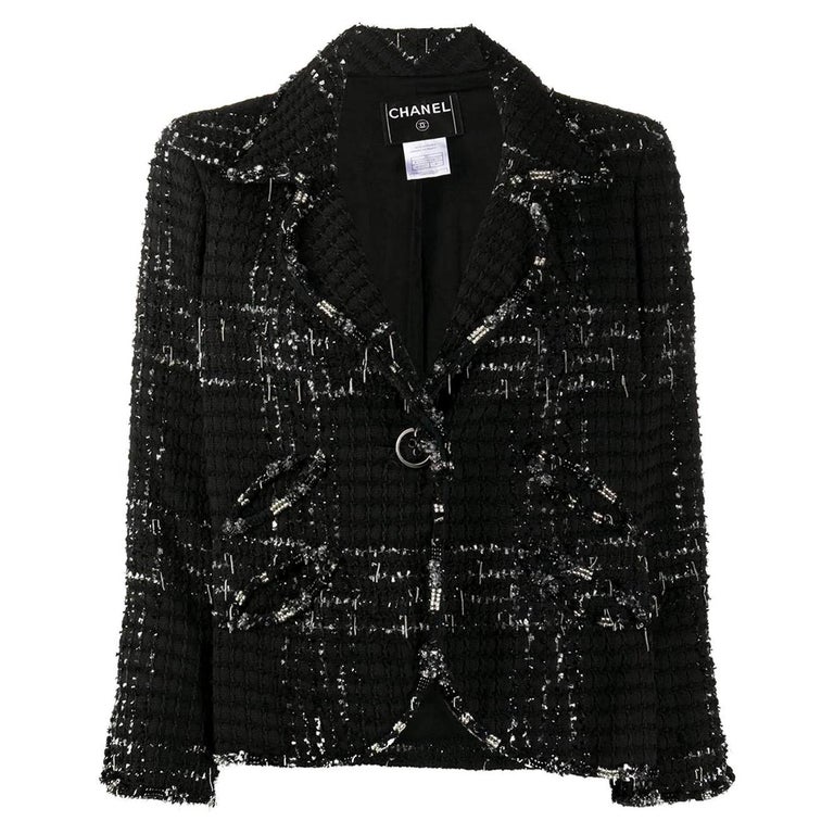 2000s Chanel black Tweed Jacket at 1stDibs