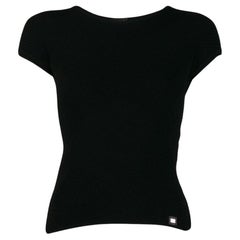 2000s Chanel black viscose blend top