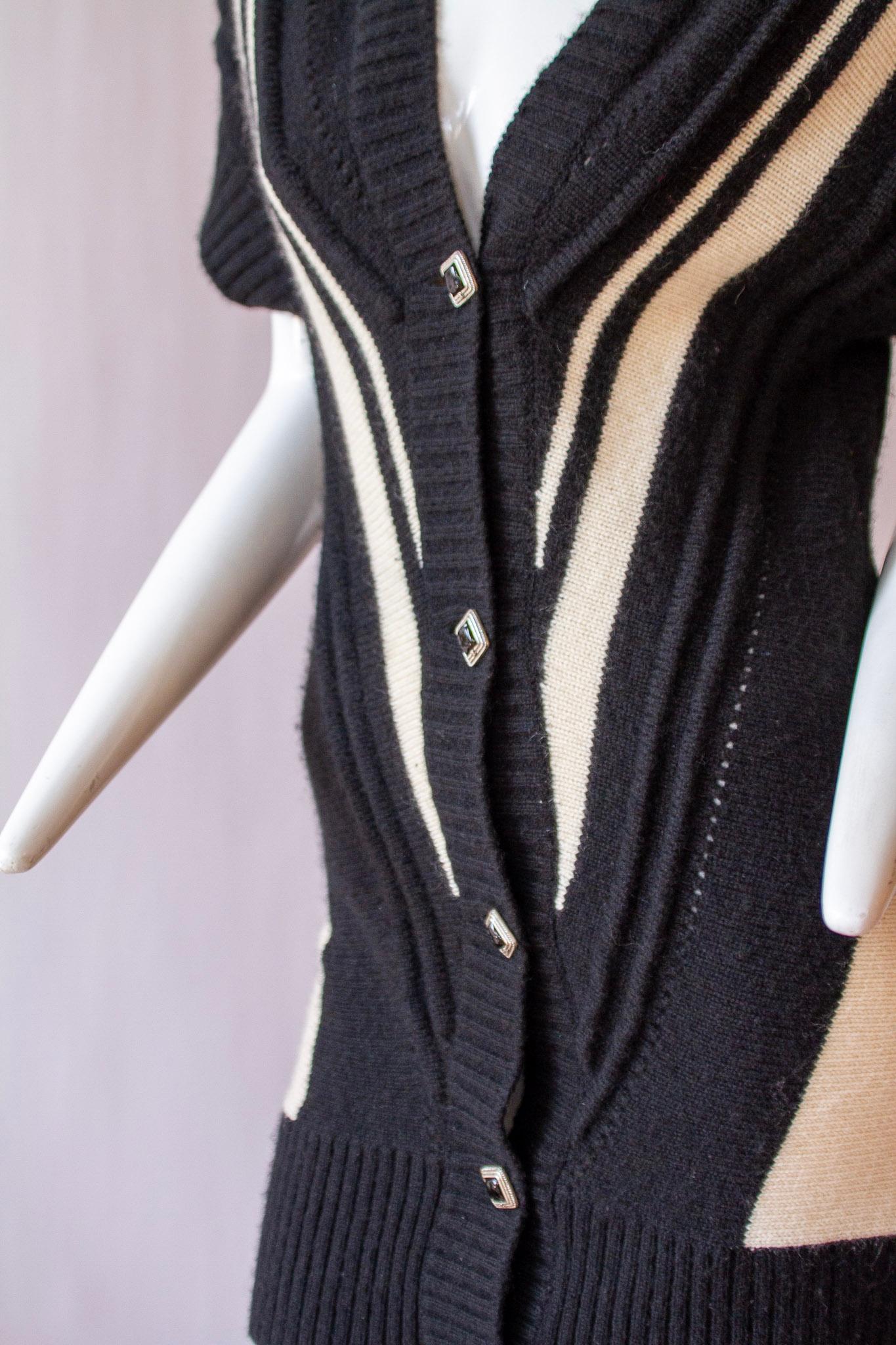 chanel cardigan black and white