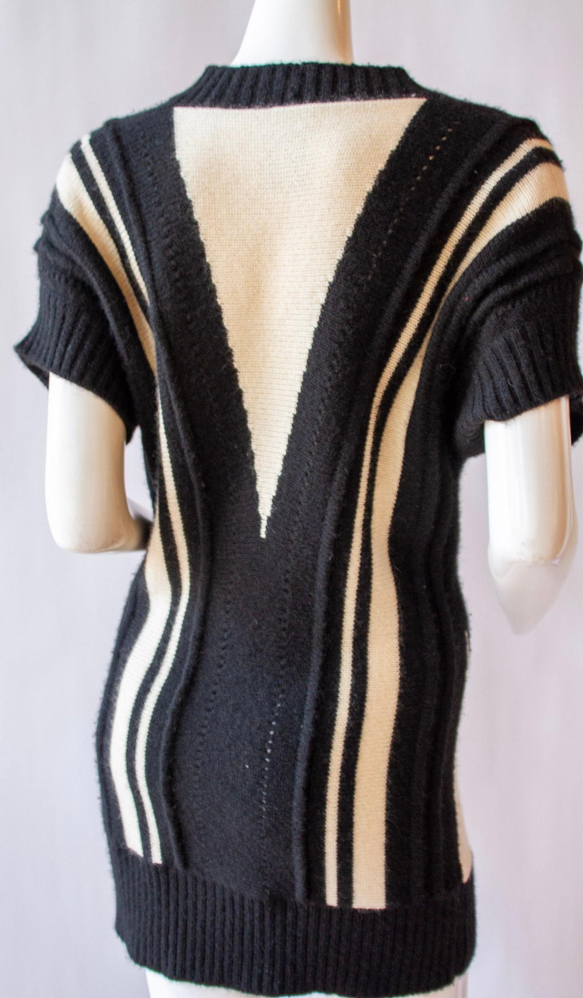 Gray 2000s Chanel Black & White Cashmere Cardigan