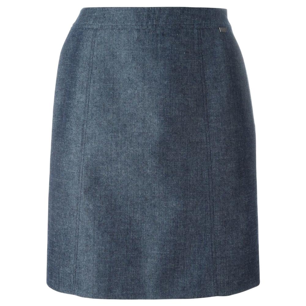 Chanel 2026 Patchwork Denim Midi Skirt Blue Cotton 363947