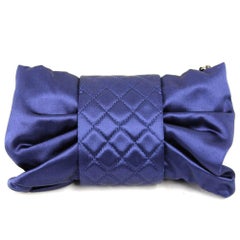 2000s Chanel Blue Silk Satin Bag