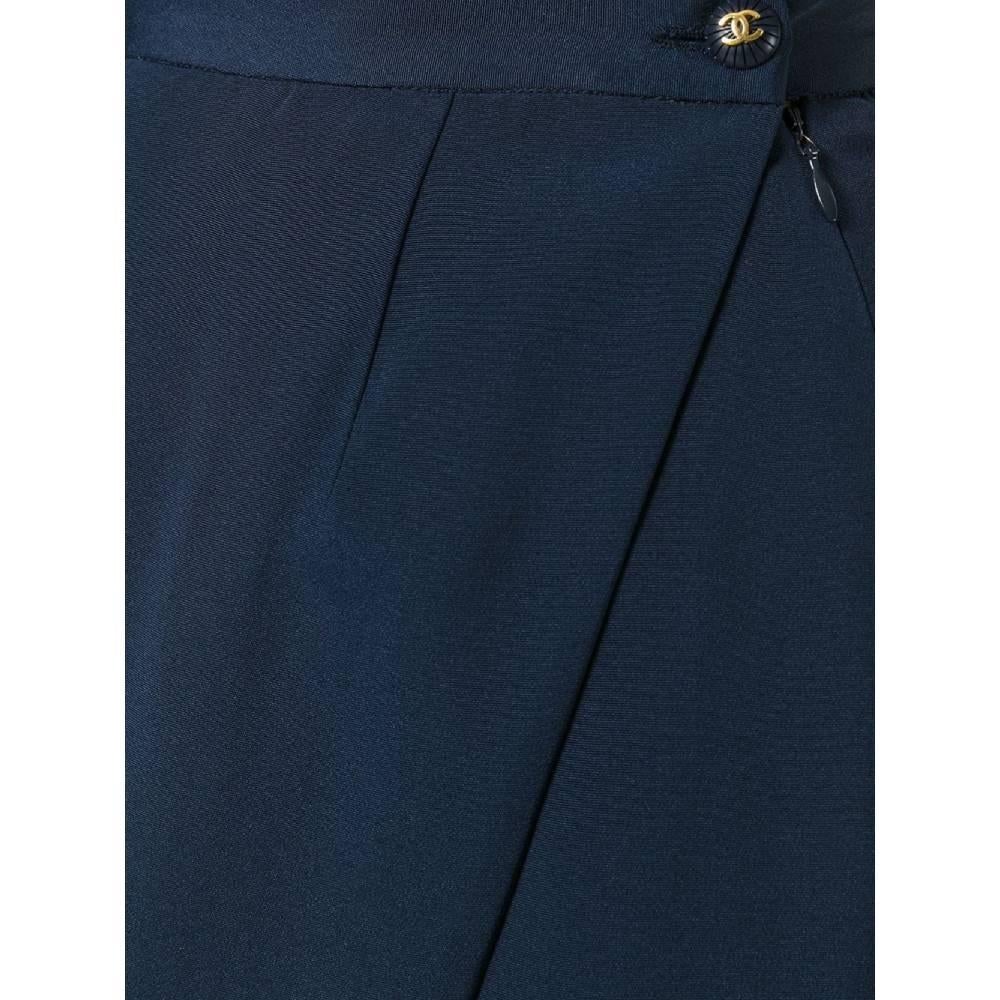Women's 2000s Chanel blue silk wraparound long skirt