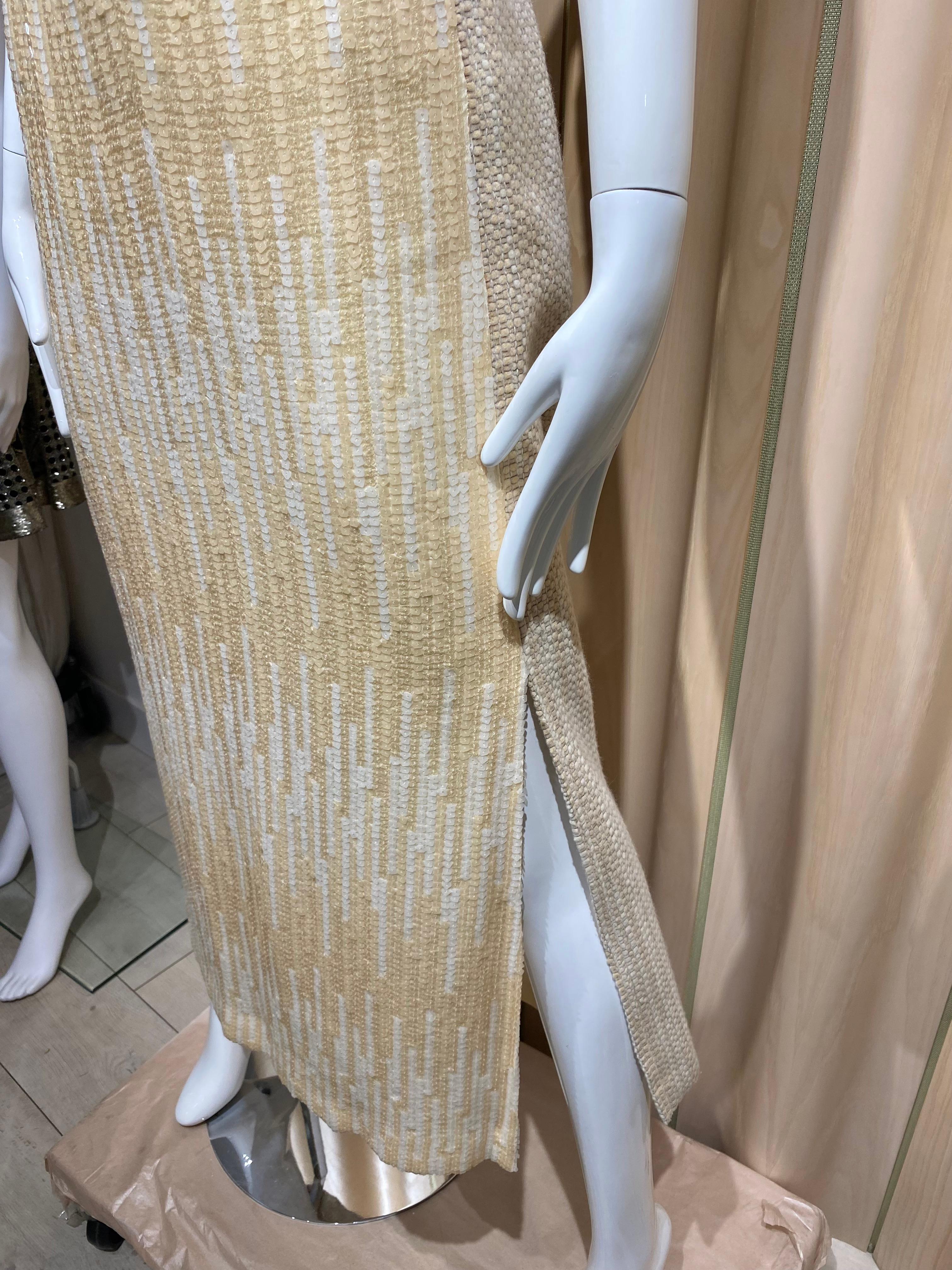 Women's 2000s Chanel Cream  Tweed Dress and Coat set For Sale