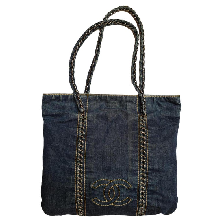 Chanel Deauville Tote Gold-tone Large Navy Blue in Canvas with Gold-tone -  US
