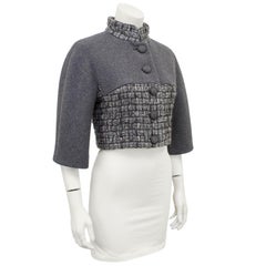 2000s Chanel Grey Flannel Cropped Jacket