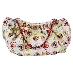 2000s Chanel Heart Charm Motif Canvas Bag
