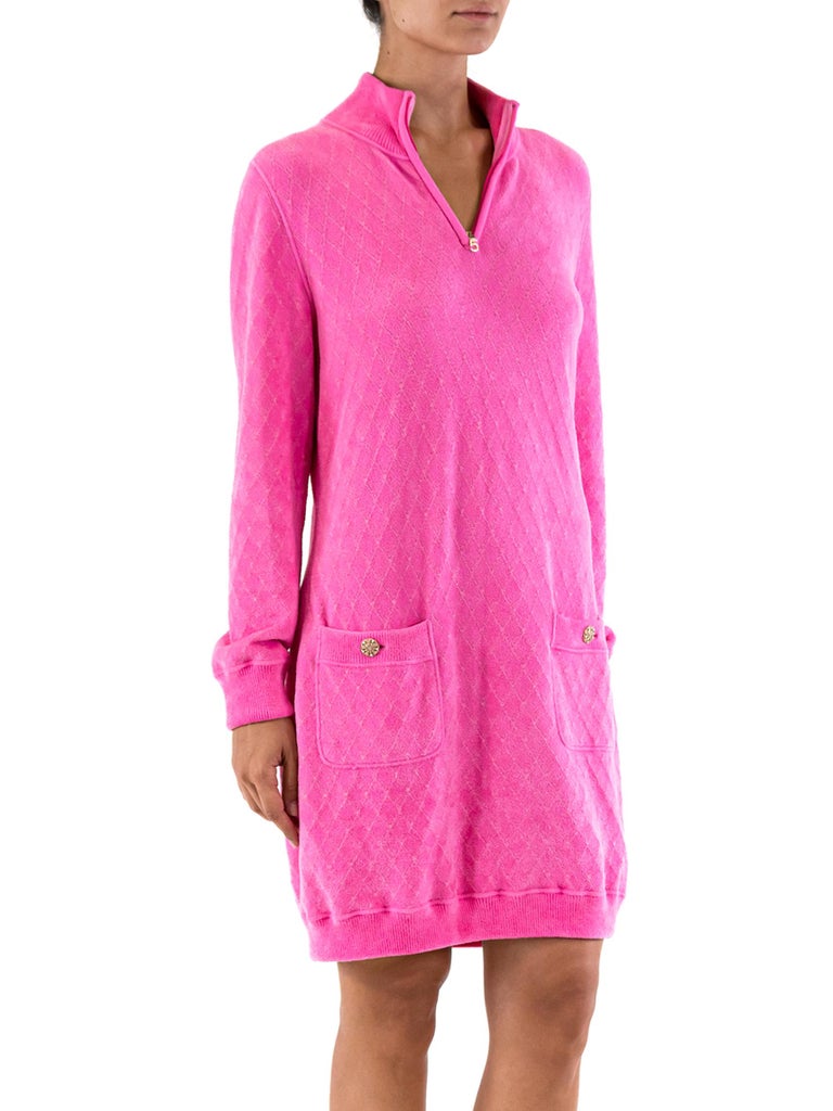2000s Chanel Hot Pink Velour Dress