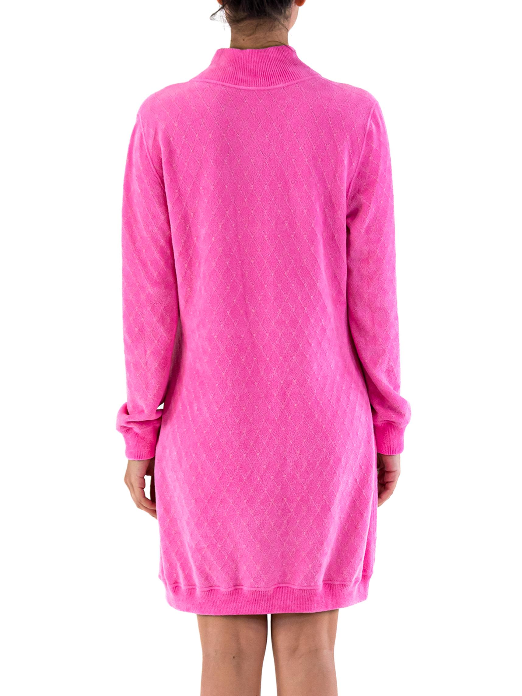 Women's 2000S Chanel Hot Pink Velour Dress For Sale
