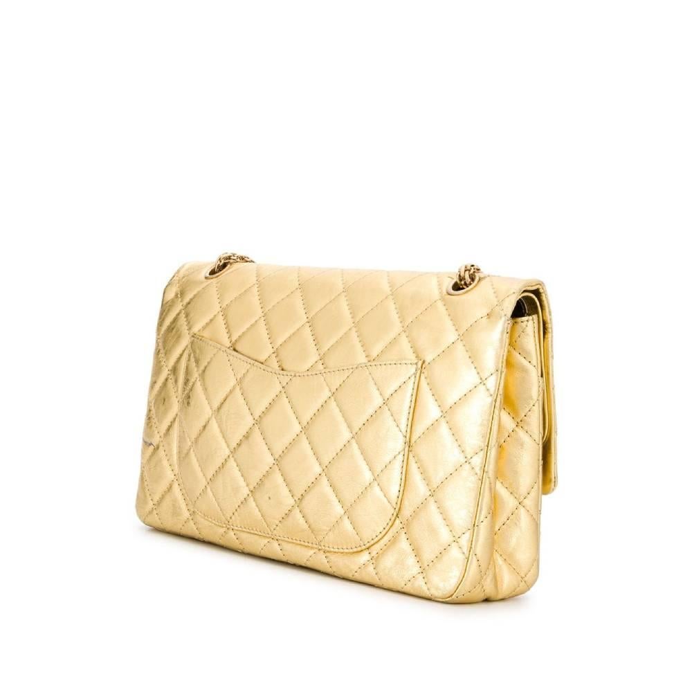 2000s Chanel Jumbo Gold Leather Bag In Good Condition In Lugo (RA), IT