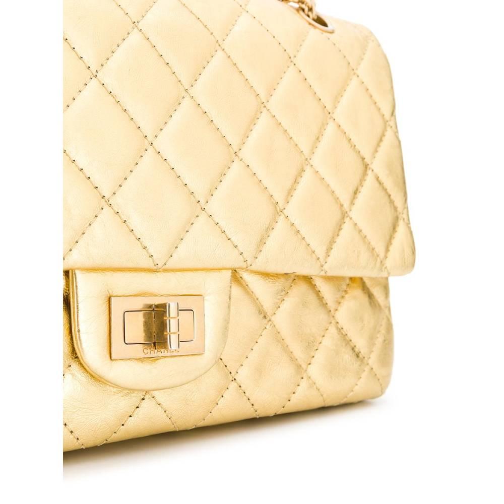 Women's 2000s Chanel Jumbo Gold Leather Bag