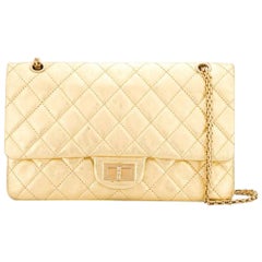 2000s Chanel Jumbo Gold Leather Bag