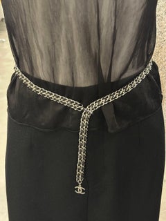 2000s Chanel leather and chain belt with CC charm