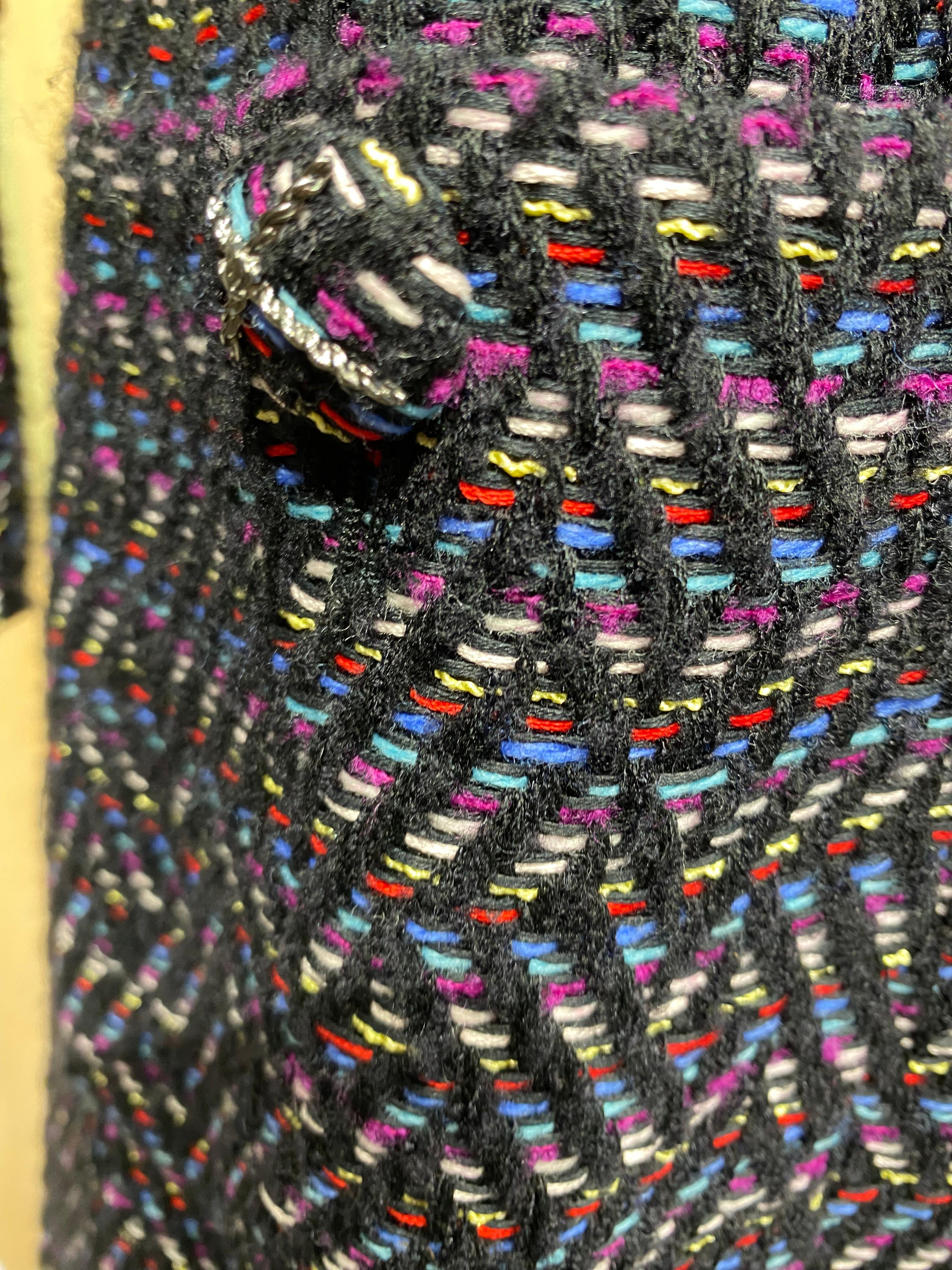 2000s CHANEL Multi Color Tweed Coat Dress with Belt For Sale 1