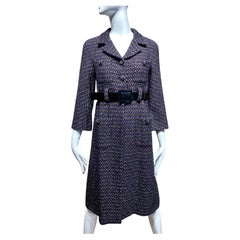 2000s CHANEL Multi Color Tweed Coat Dress with Belt