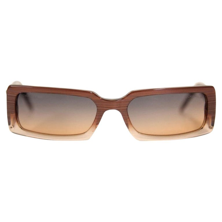 2000s Chanel Pearl Brown Pvc Sunglasses at 1stDibs
