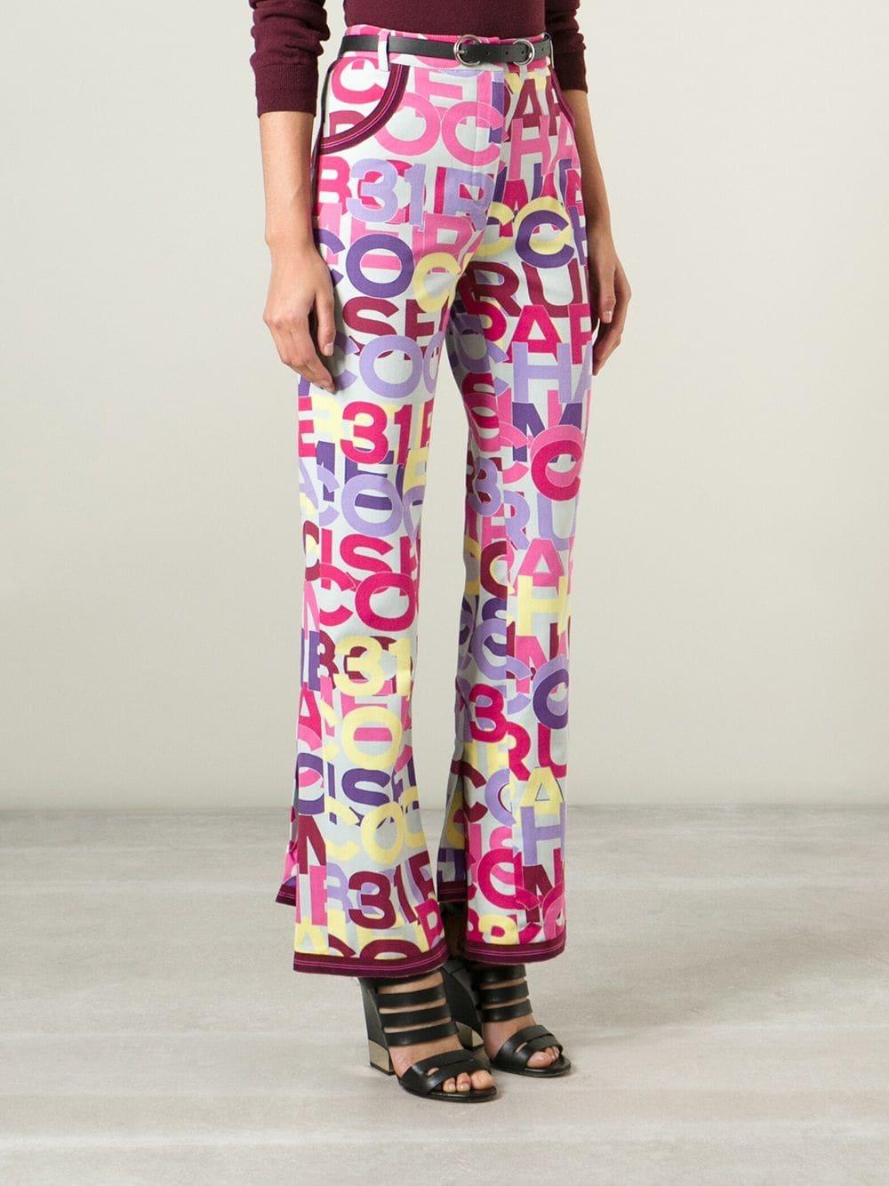 Gray 2000s Chanel Printed Trousers