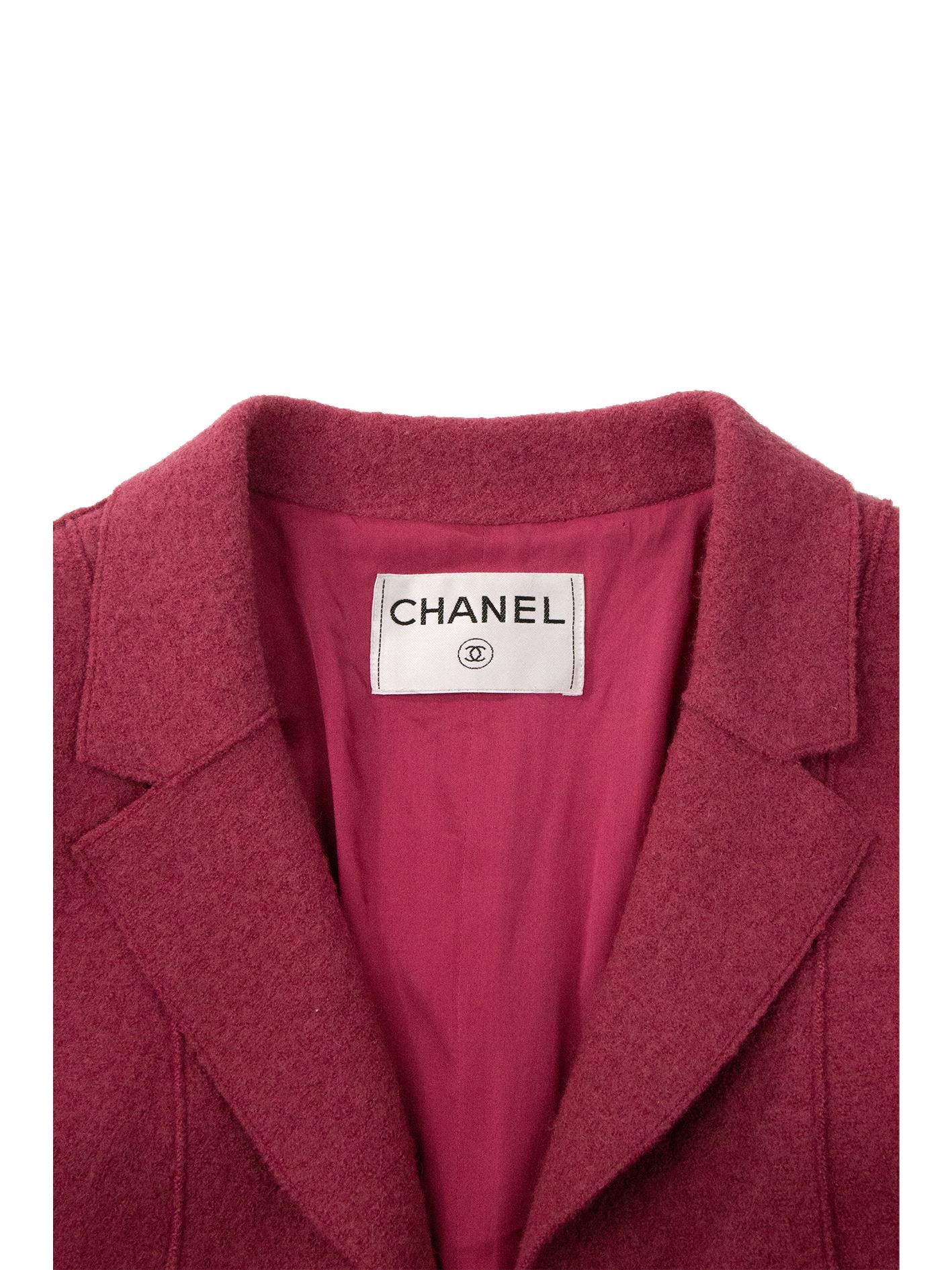 2000s Chanel Punch Pink Jacket For Sale 3