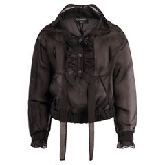 Camicetta Chanel anni 2000 in chiffon di seta con maniche lunghe increspate