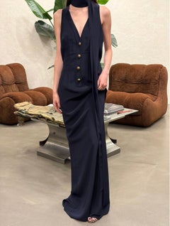 2000s Chanel silk scarf-neck maxi dress