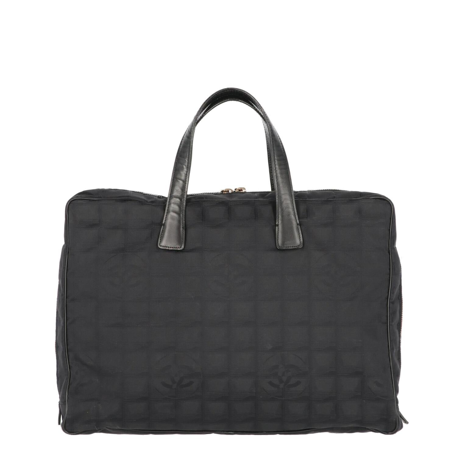 Women's 2000s Chanel Vintage Black logoed Briefcase For Sale
