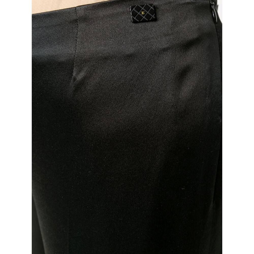 2000s Chanel Vintage black silk high-waist trousers In Excellent Condition For Sale In Lugo (RA), IT