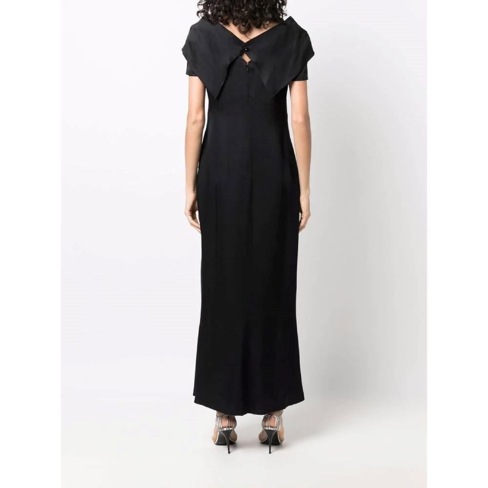 Black 2000s Chanel Vintage black silk long dress with draped neck