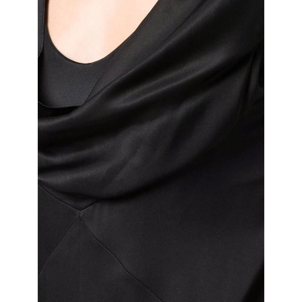 Women's 2000s Chanel Vintage black silk long dress with draped neck