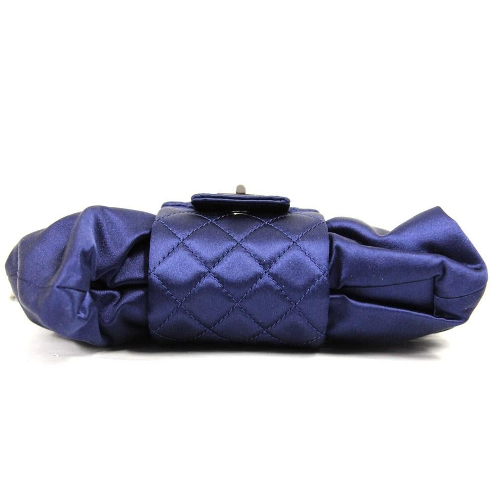 Women's or Men's 2000s Chanel Vintage blue soft silk shoulder bow-bag