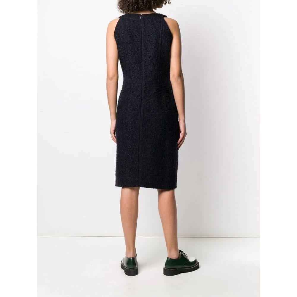 Women's 2000s Chanel Vintage blue wool a-line 2000s sleeveless dress For Sale