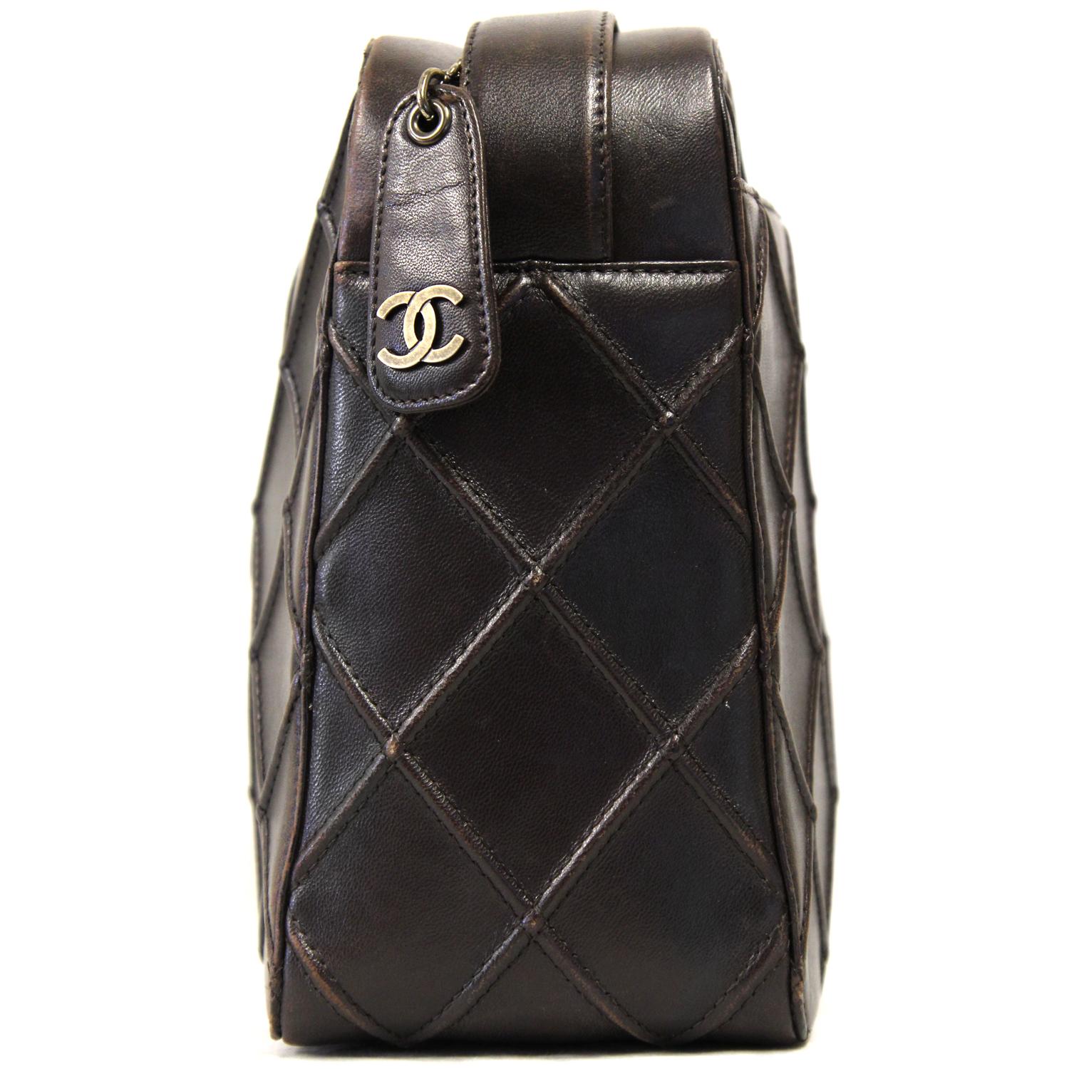 Black 2000s Chanel Vintage Brown Lambskin Shoulder Bag