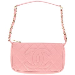 2000s Chanel Vintage Pink Leather Clutch Bag