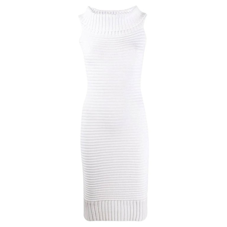 2000s Chanel Vintage white ribbed stretch sleeveless mini dress For Sale at  1stDibs