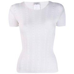 2000s Chanel White Openwork T-Shirt