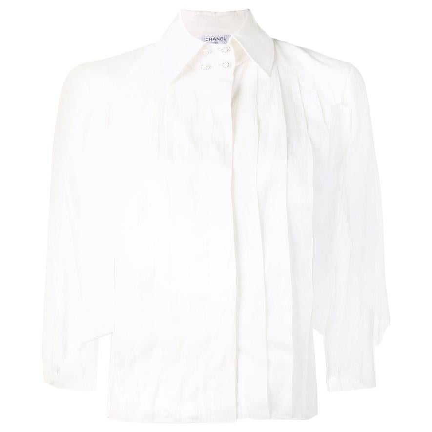 2000s Chanel White Shirt With Bows at 1stDibs